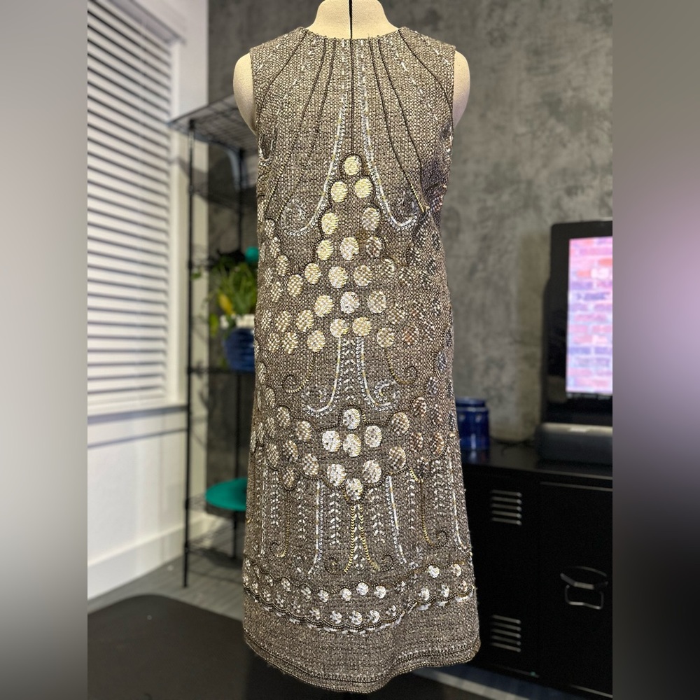 Rena Lange Shift Dress, Sz 6, details of Beads & Sequin with Accents, Sleeveless